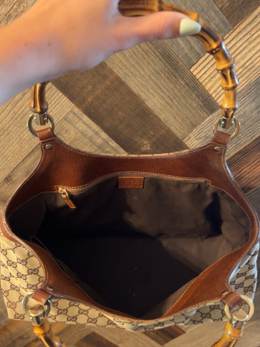 Gucci GG Canvas Bamboo Handle Tote Bag - Picture 4 of 5